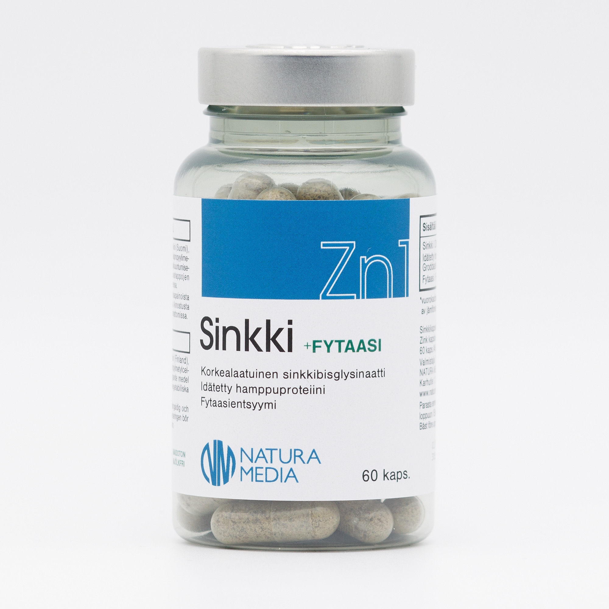Natura Media Sinkki +Fytaasi Zn1 60 kaps ravintolisä