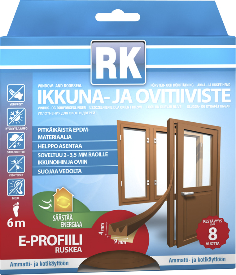 Rk E 6 m ruskea ikkuna- ja ovitiiviste