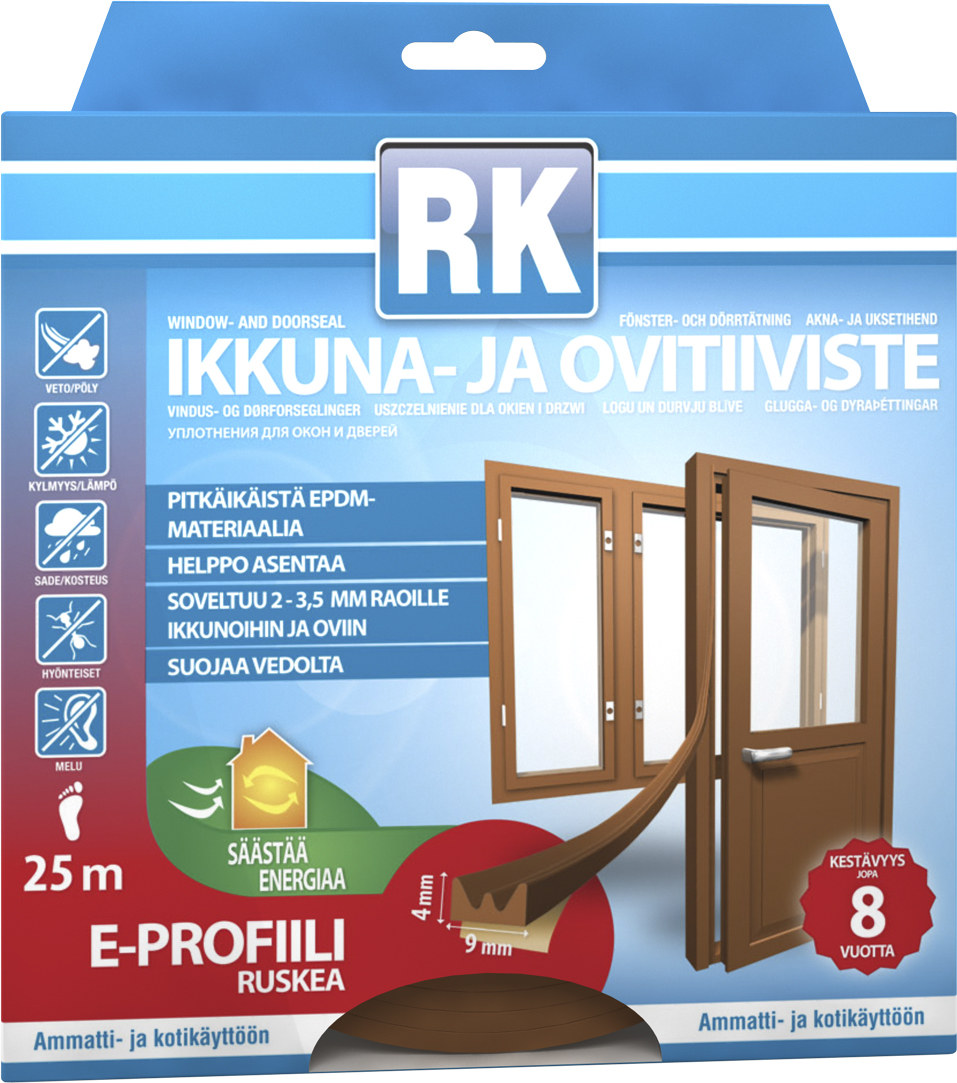 Rk E 25 m ruskea ikkuna- ja ovitiiviste