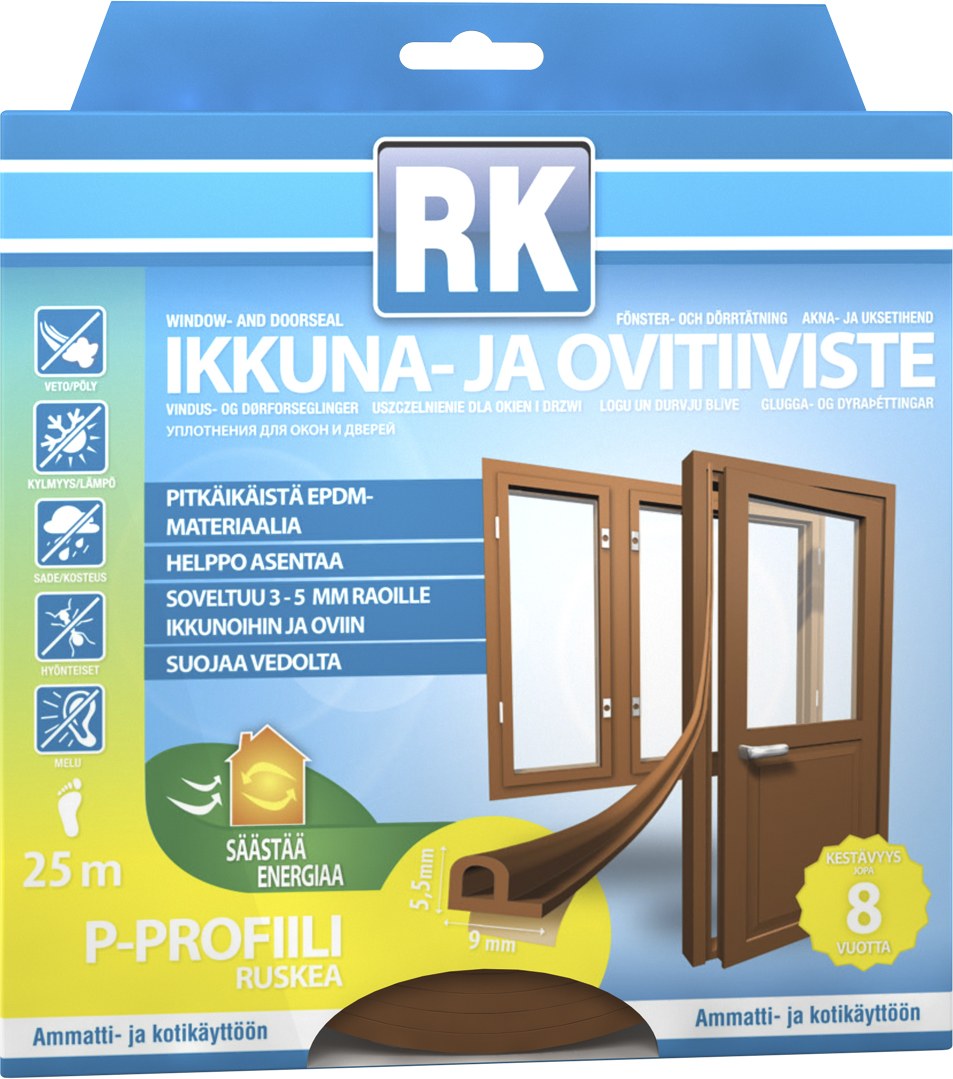 Rk P 25 m ruskea ikkuna- ja ovitiiviste
