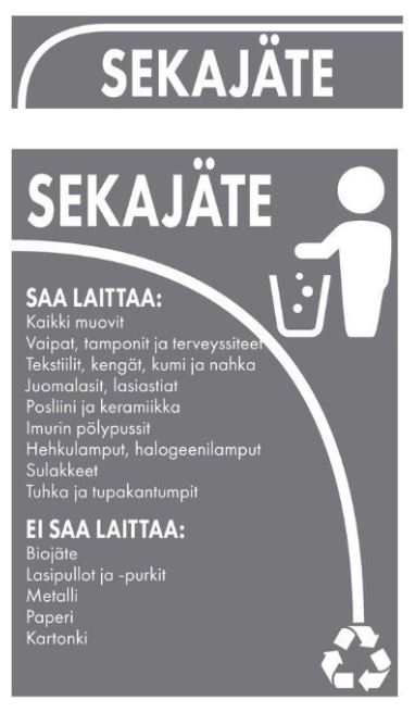 Inora SEKAJÄTE lajittelutarra