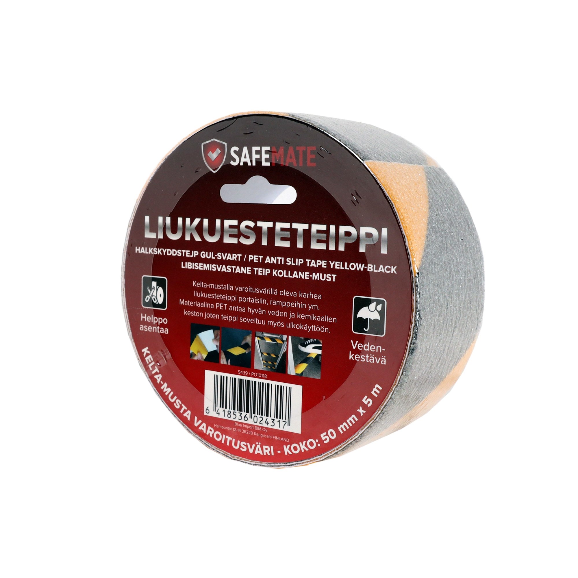 SafeMate 50mm x 5m kelta-musta liukuesteteippi