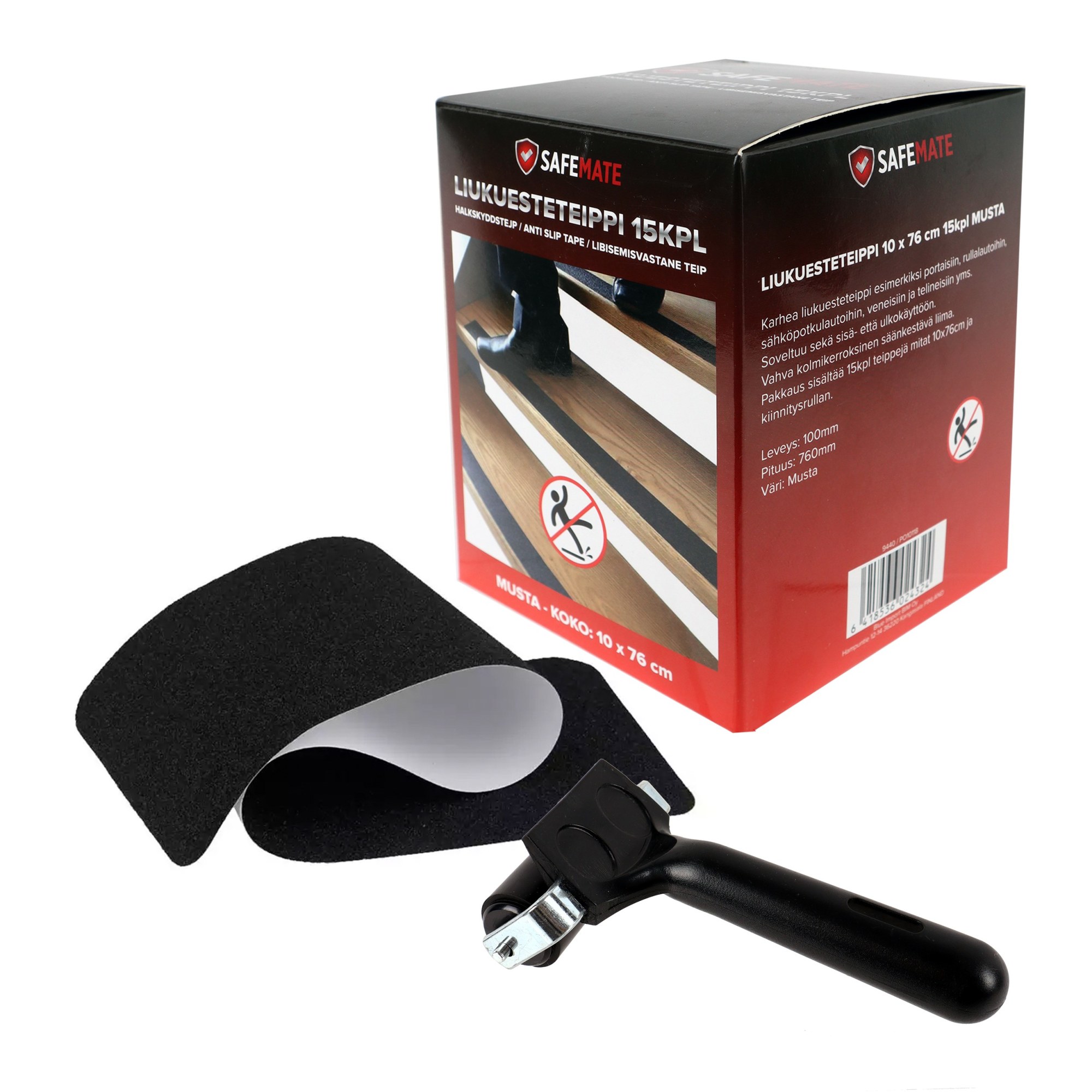 SafeMate 15kpl 10 x 76cm musta liukuesteteippi