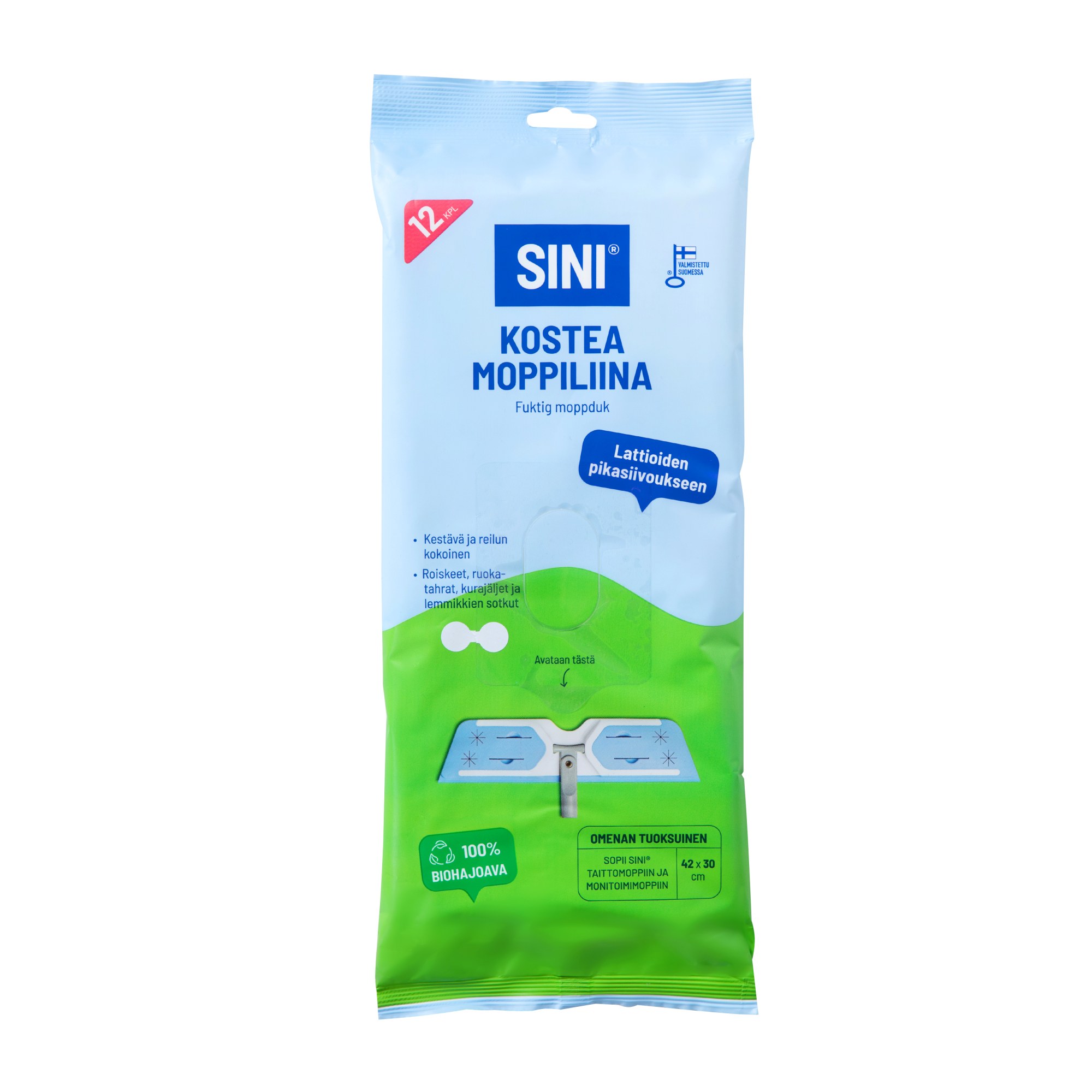 Sini 12 kpl kostea moppiliina