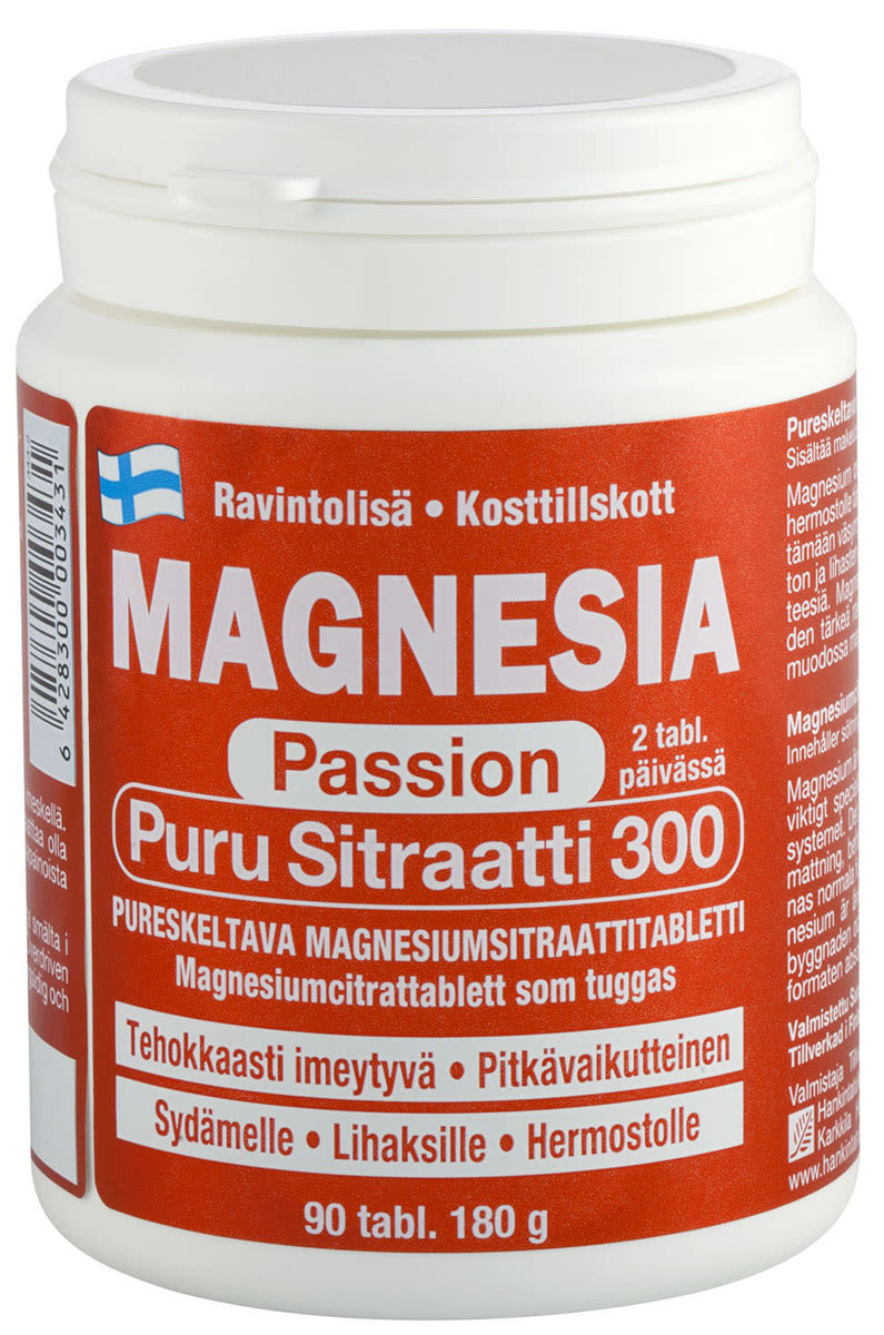 Magnesia Passion Puru Sitraatti 300 90 tabl. ravintolisä
