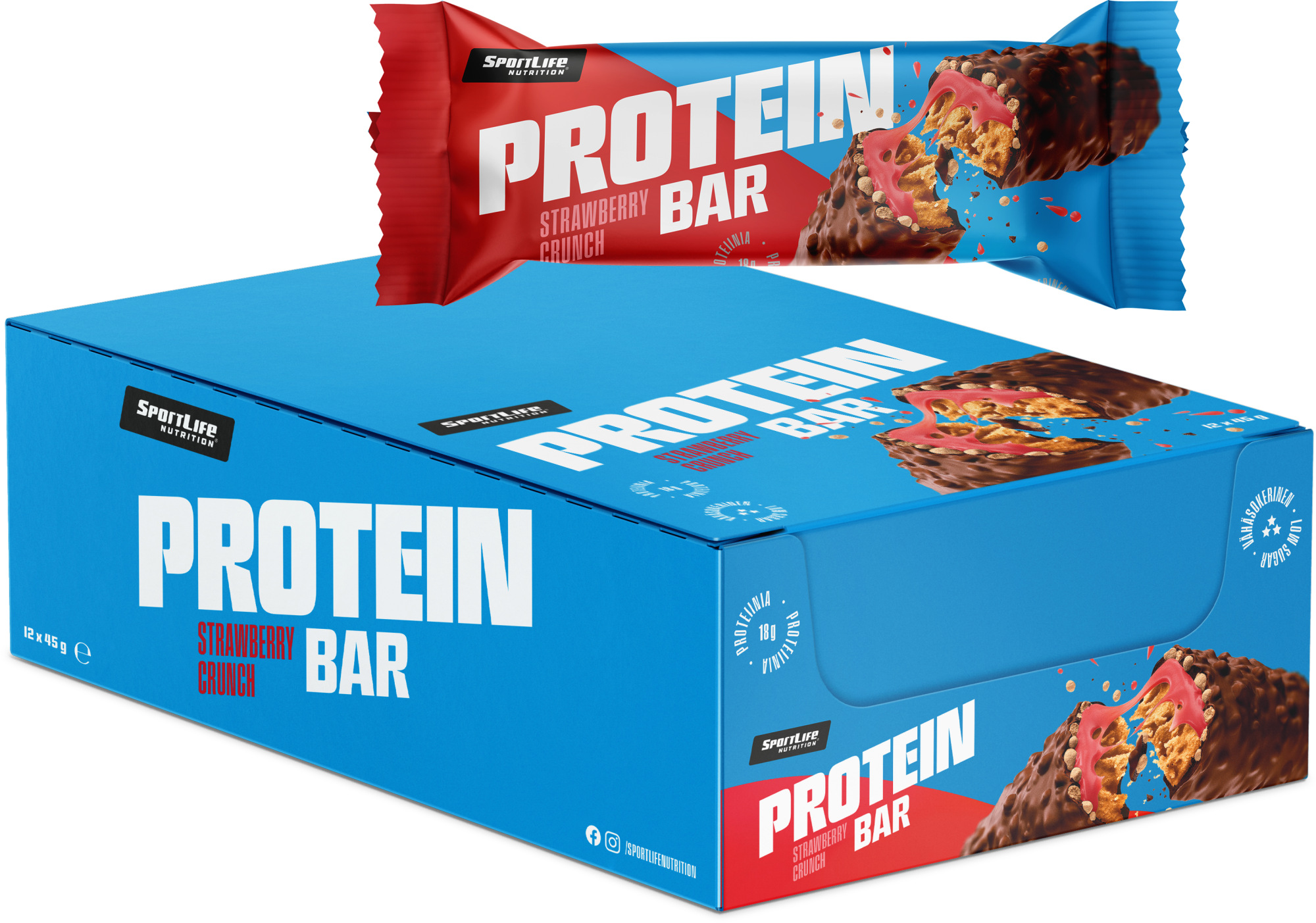 Sportlife Nutrition Strawberry Crunch 12x45 g proteiinipatukka