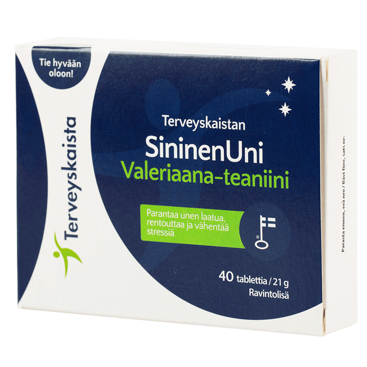 Terveyskaista SininenUni Valeriaana-Teaniini 40 tabl. ravintolisä