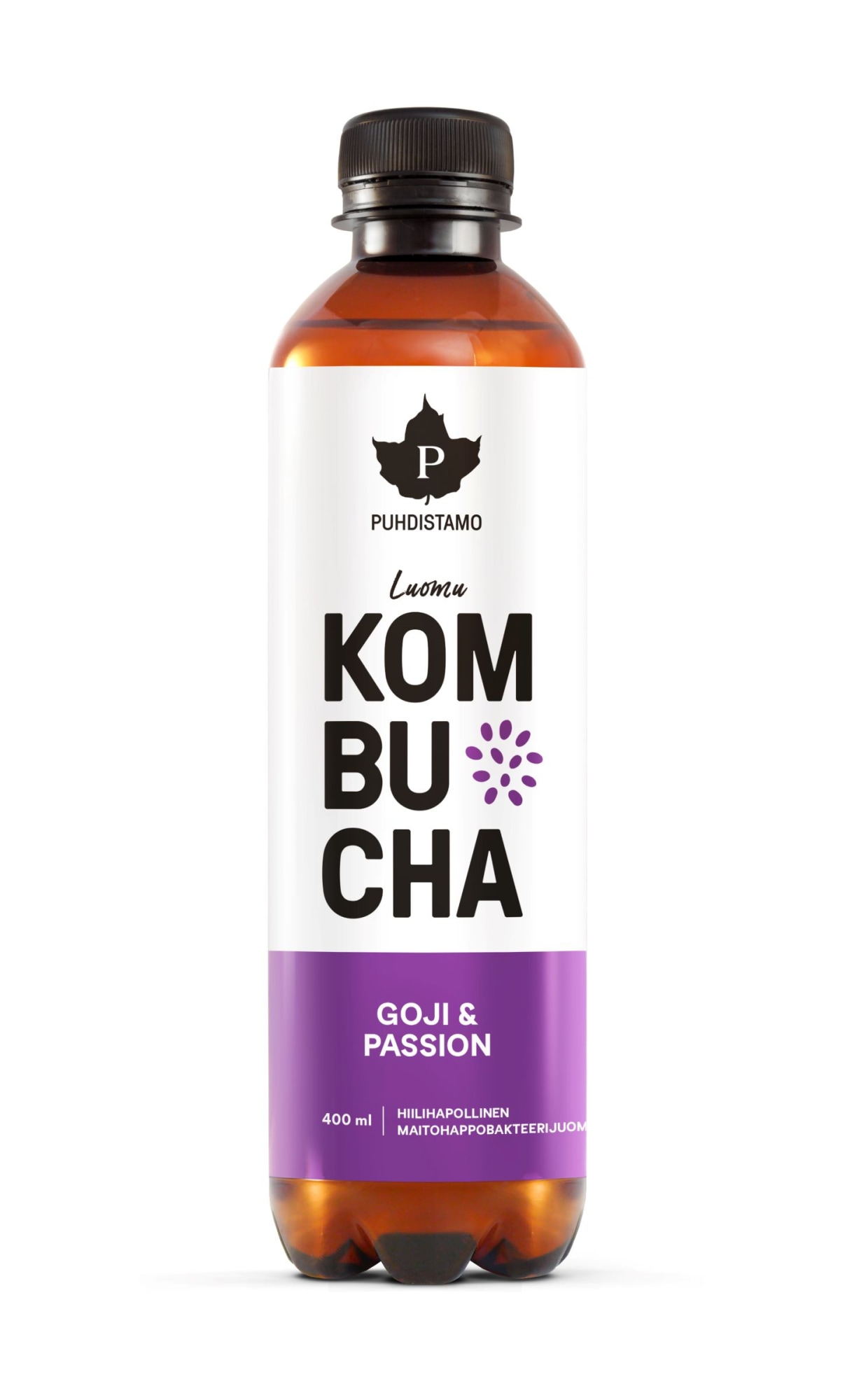 Puhdistamo Luomu Goji ja Passion 400 ml kombucha