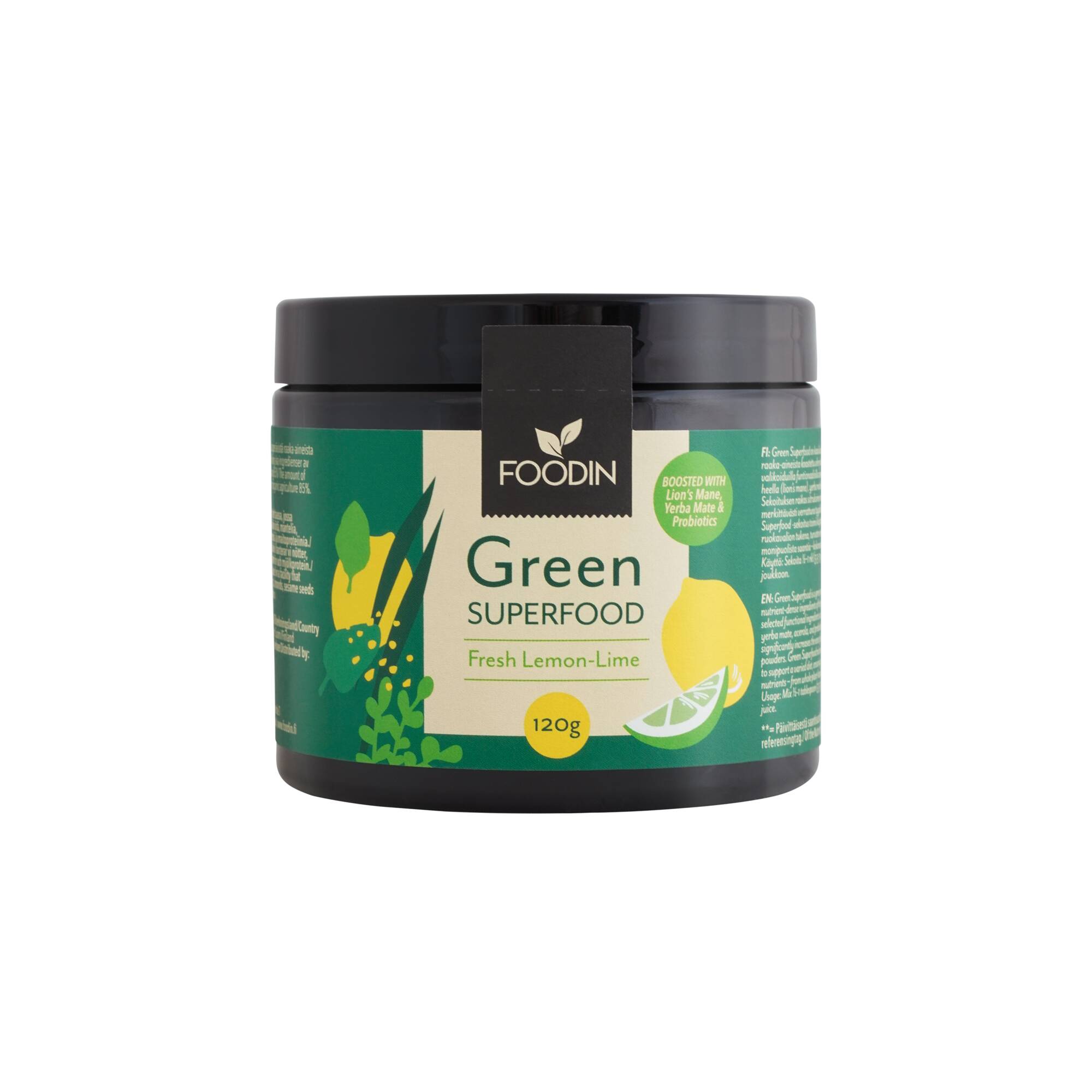 Foodin Green Superfood Fresh Lemon-Lime 120 g viherjauhe