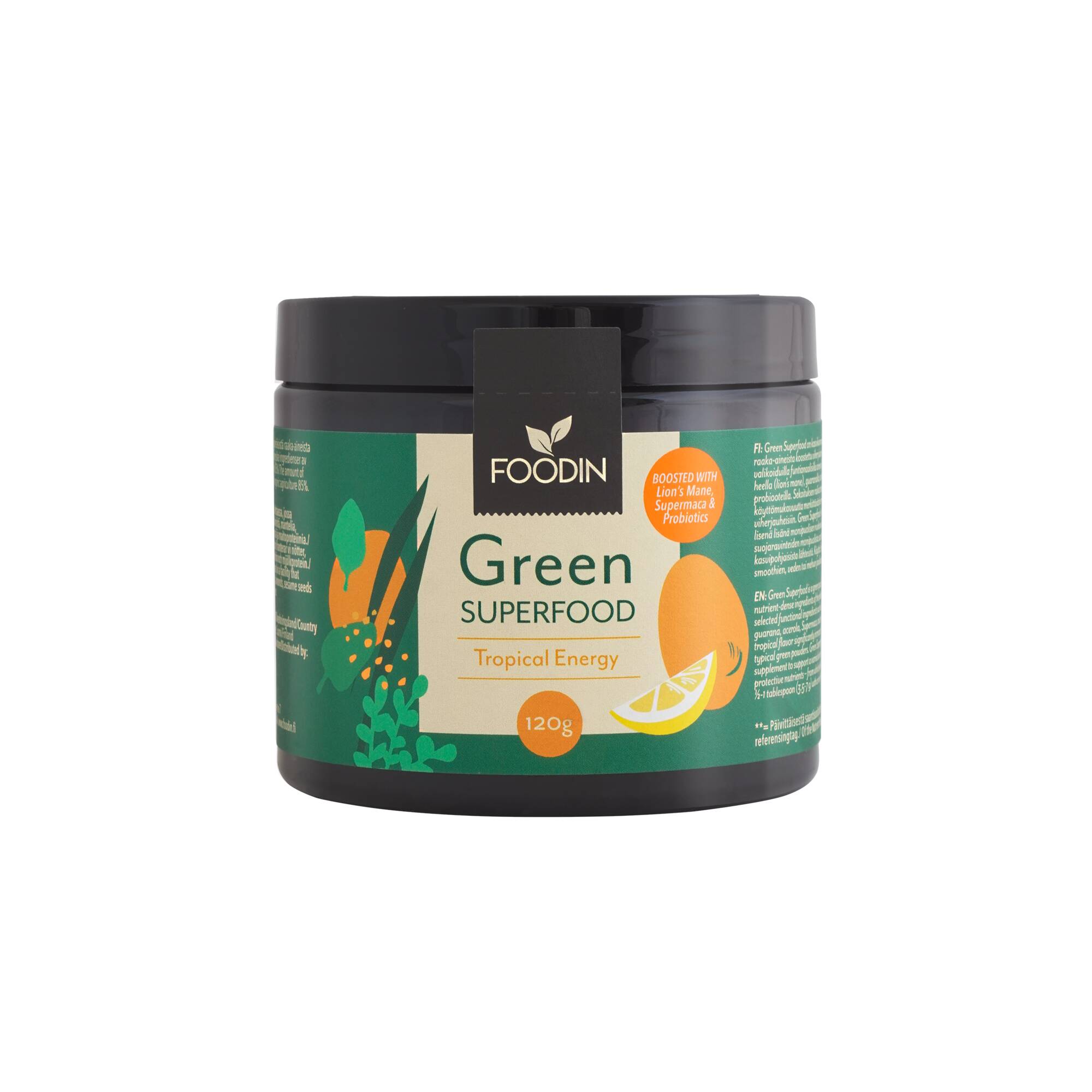 Foodin Green Superfood Energy Tropical 120 g viherjauhe