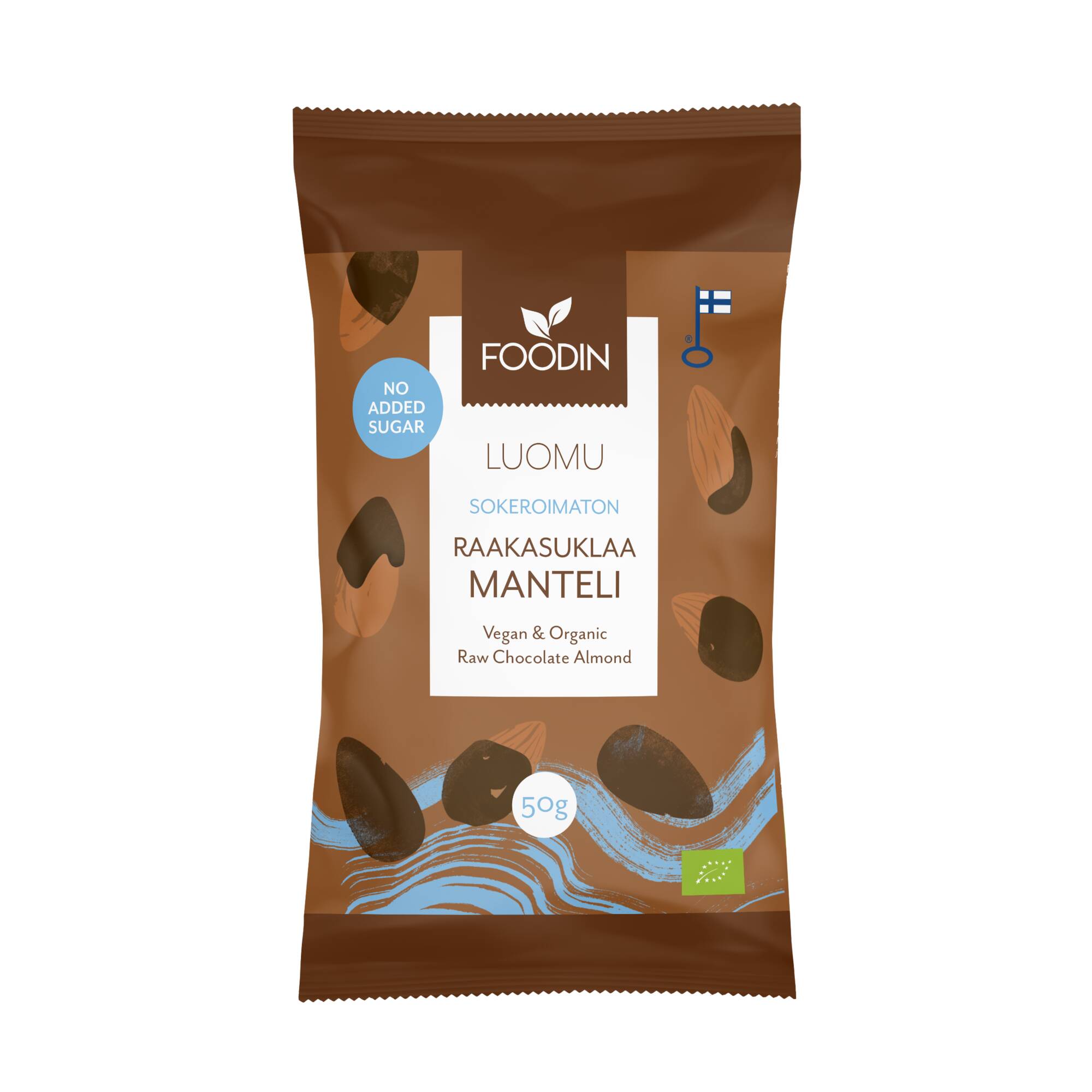 Foodin Luomu Sokeroimaton 50g raakasuklaamanteli