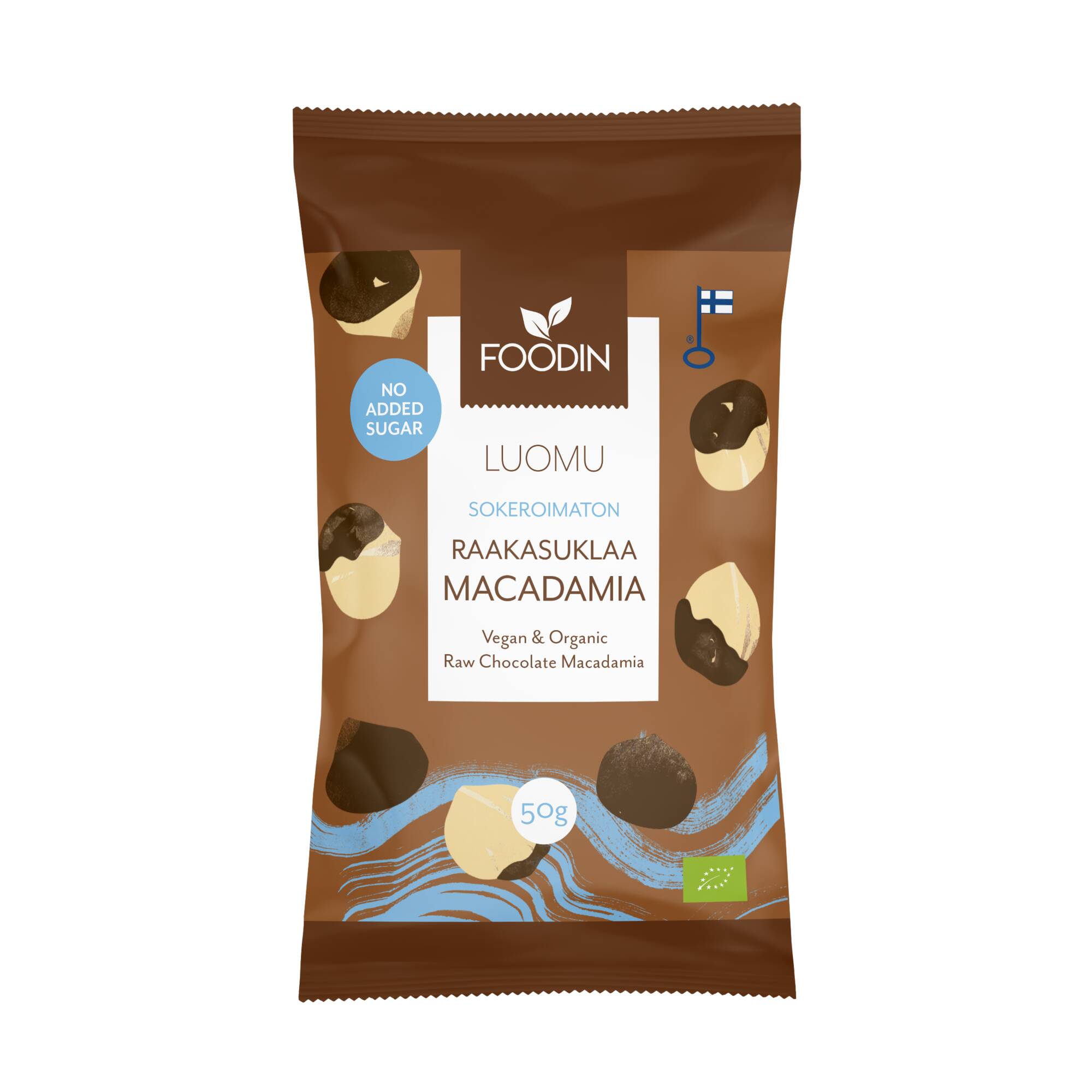Foodin Luomu Sokeroimaton 50g raakasuklaamacadamia