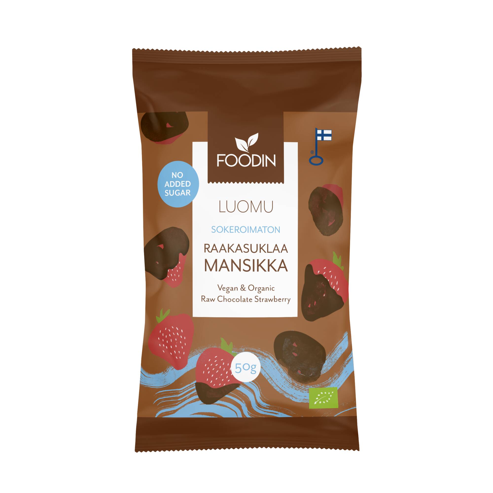 Foodin Luomu Sokeroimaton 50g raakasuklaamansikka