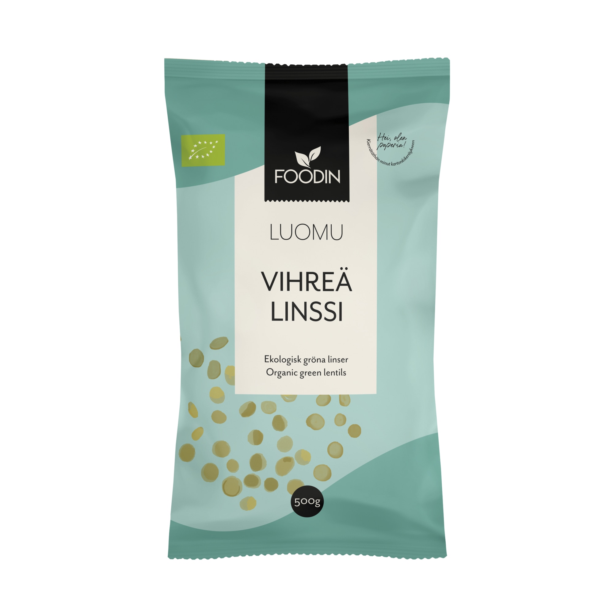 Foodin Luomu 500g vihreä linssi