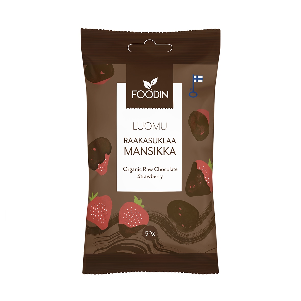 Foodin Luomu 50g raakasuklaamansikka