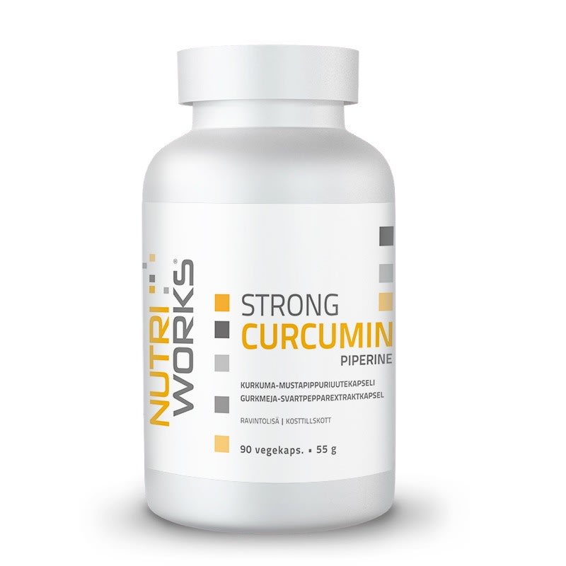 Nutri Works Strong Curcumin+piperine 90 vegekaps. ravintolisä