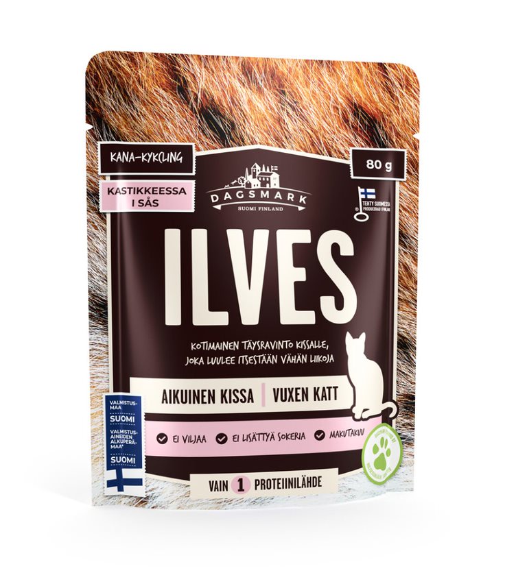 Dagsmark Ilves 80 g kanaa kastikkeessa kissan märkäruoka