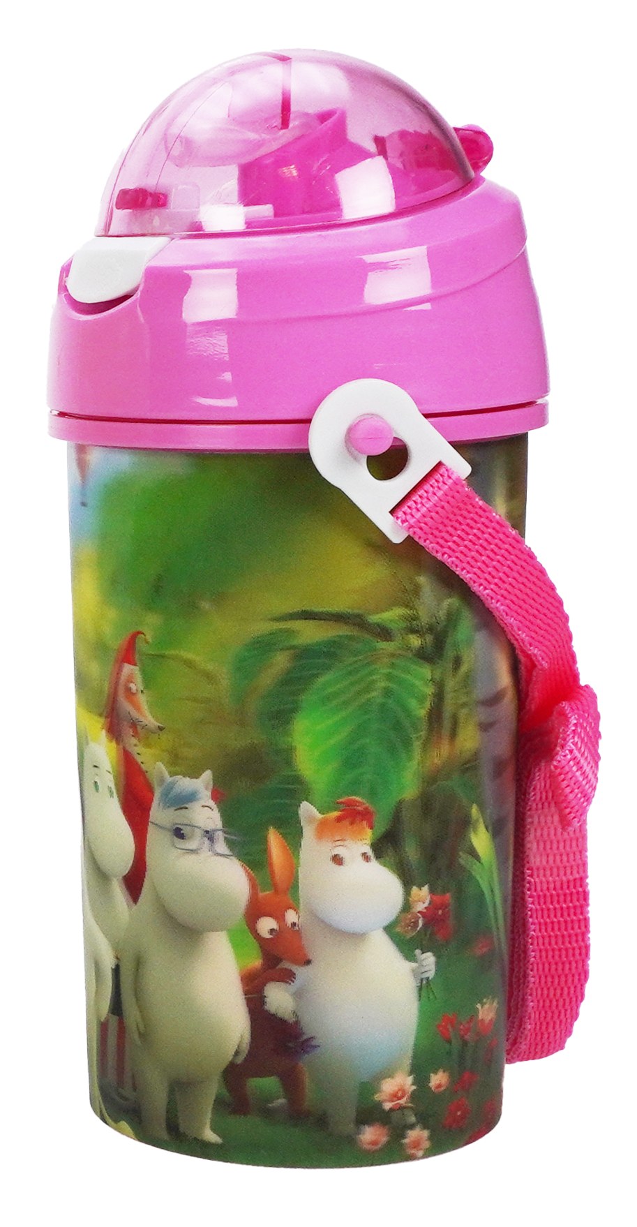 Muumit Muumiperhe Metsässä pinkki 3D juomapullo