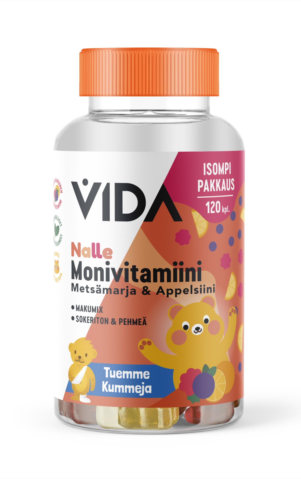 Vida Nalle Monivitamiini Metsämarja&Appelsiini 120 kpl ravintolisä