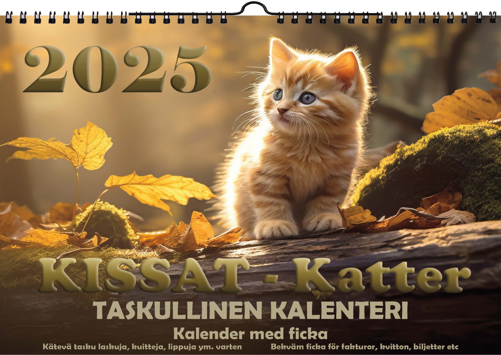 Suomen Aika Kissat 2025 taskullinen seinäkalenteri