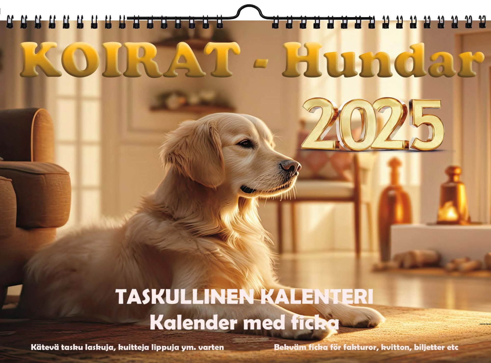 Suomen Aika Koirat 2025 taskullinen seinäkalenteri