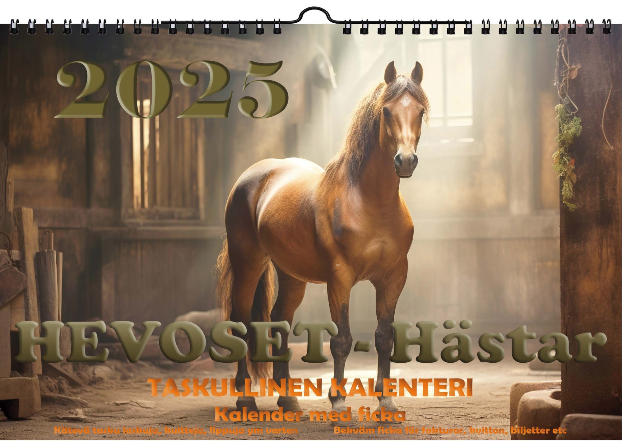 Suomen Aika Hevoset 2025 taskullinen seinäkalenteri