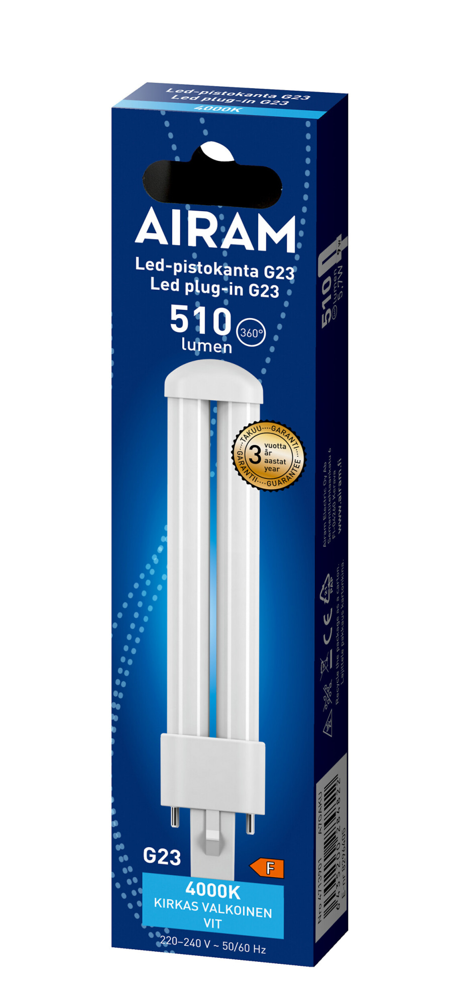 Airam G23 5,7W 4000K 510lm Led pistokantalamppu