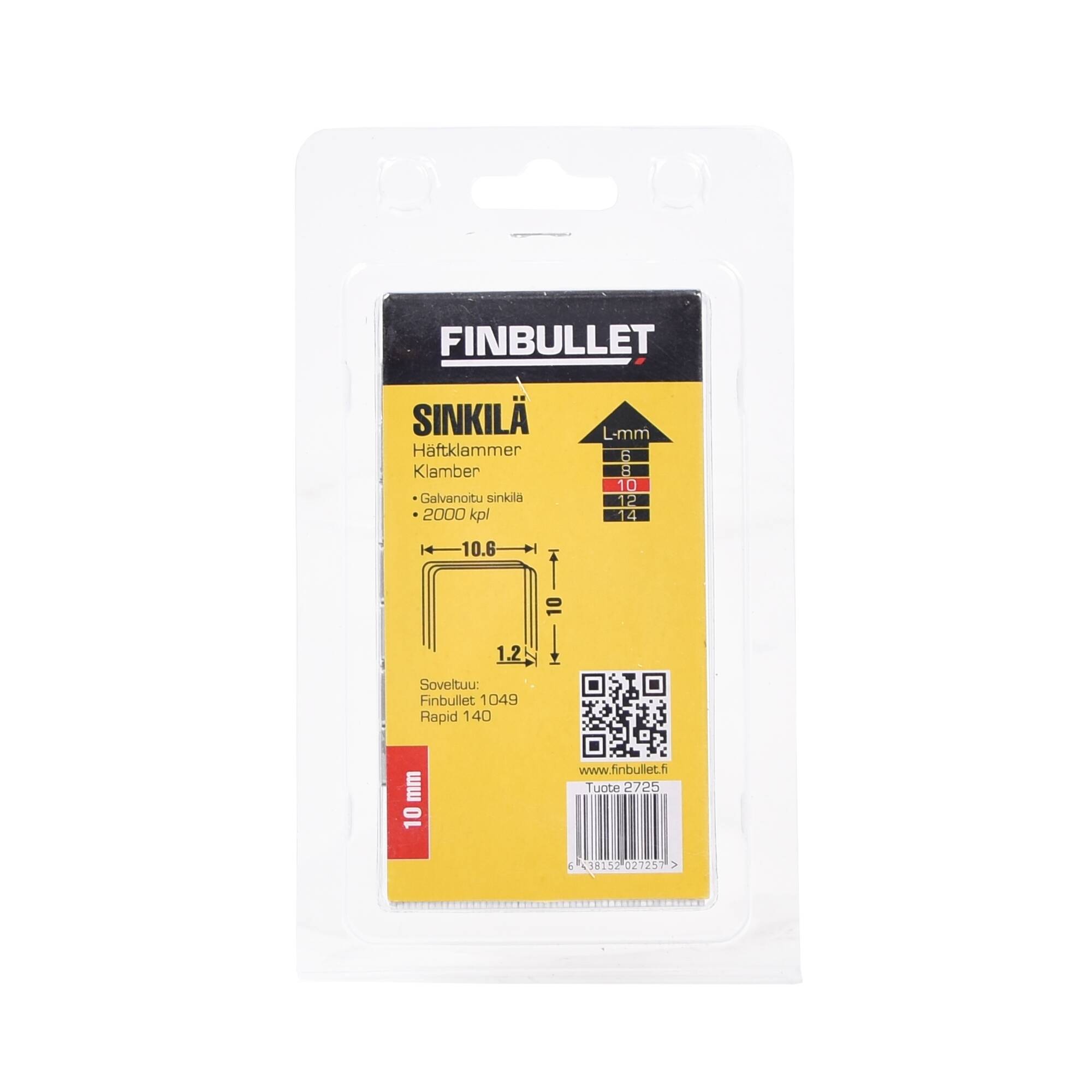 Finbullet 140 10 mm 2000 kpl sinkilä