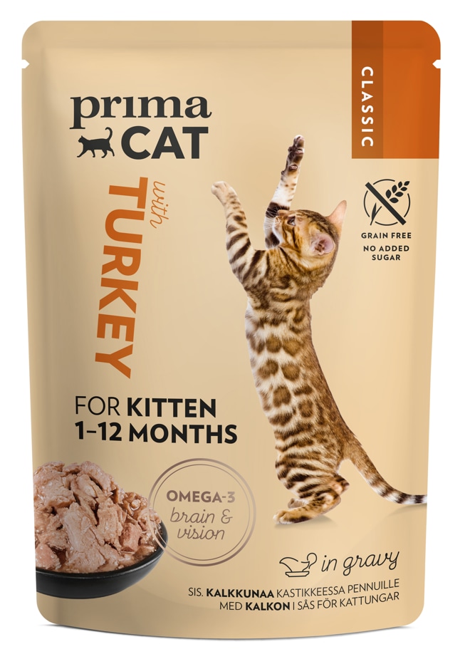 PrimaCat Classic 85 g Kalkkuna kastikkeessa kissanpennuille