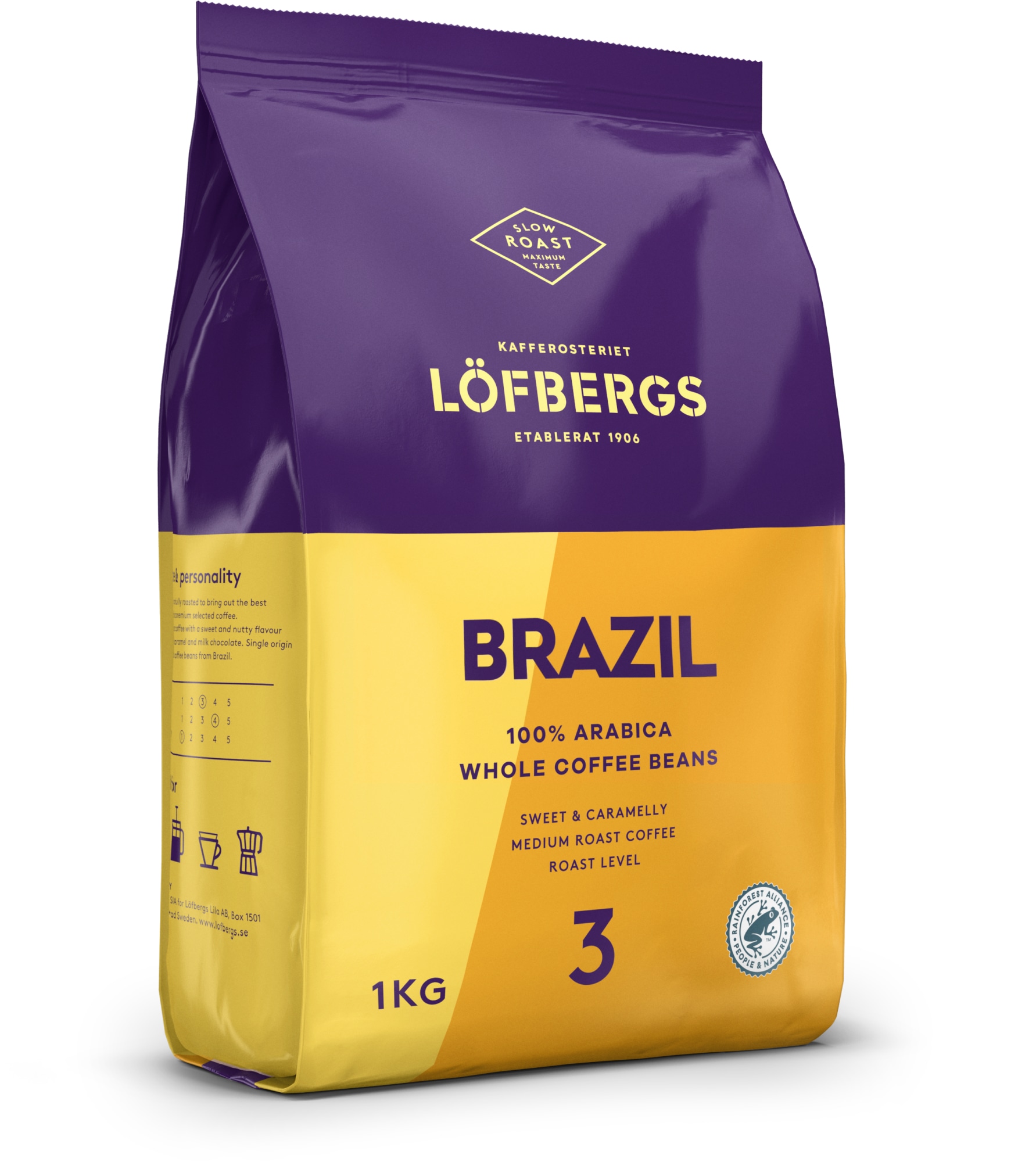 Löfbergs Brazil Medium Roast Rainforest Alliance 1 kg papukahvi