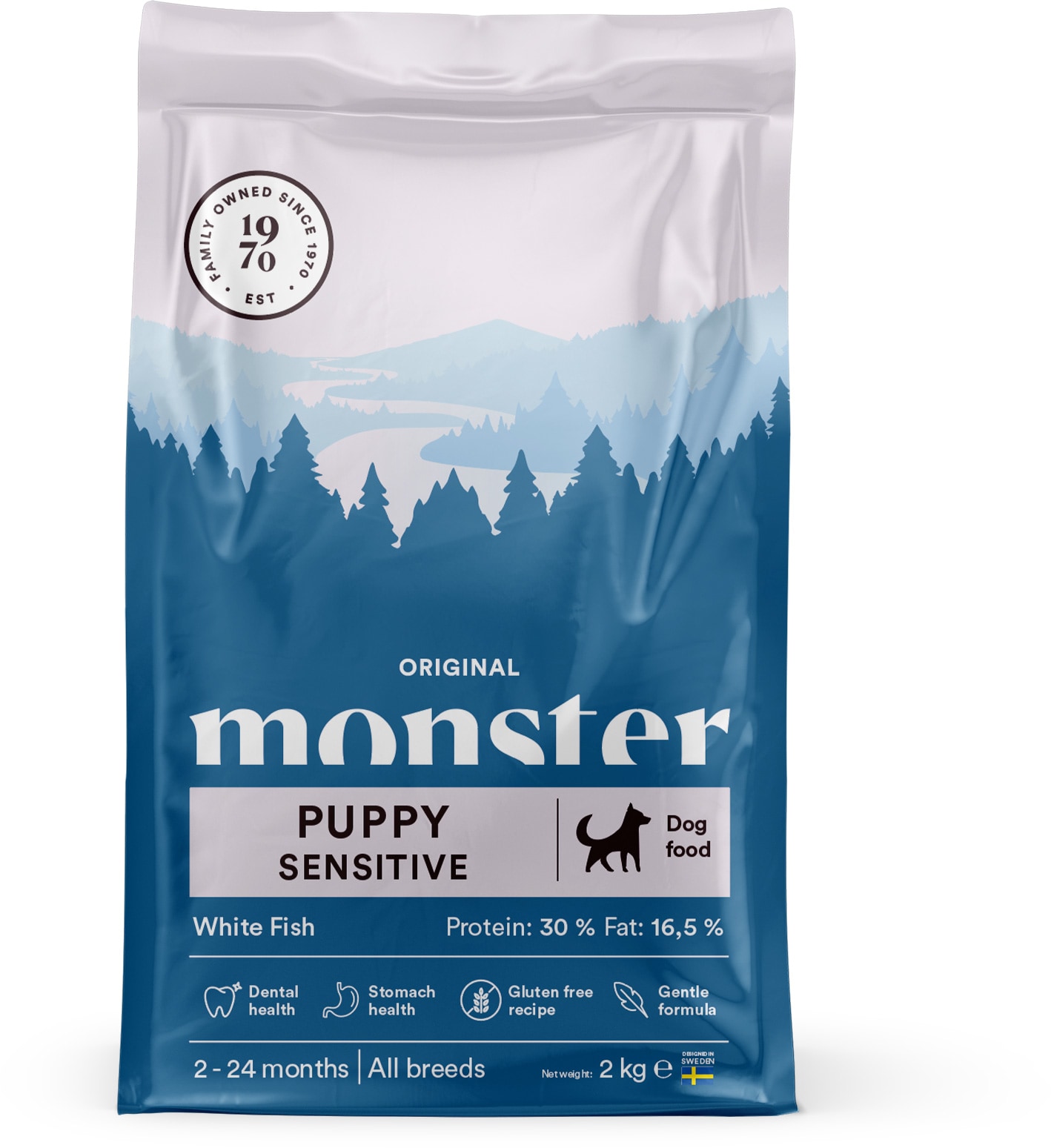 Monster Dog Orig Puppy Sensitive White Fish 2 kg koiran täysravinto