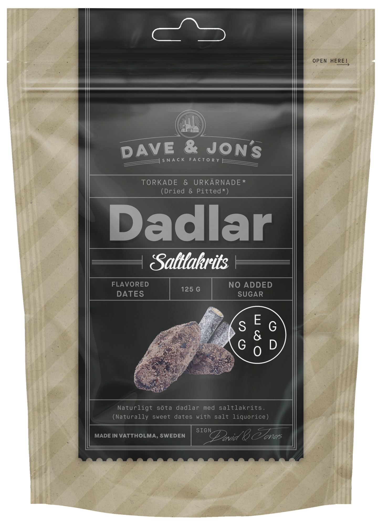 Dave & Jon's 125 g kivettömät salmiakkitaatelit