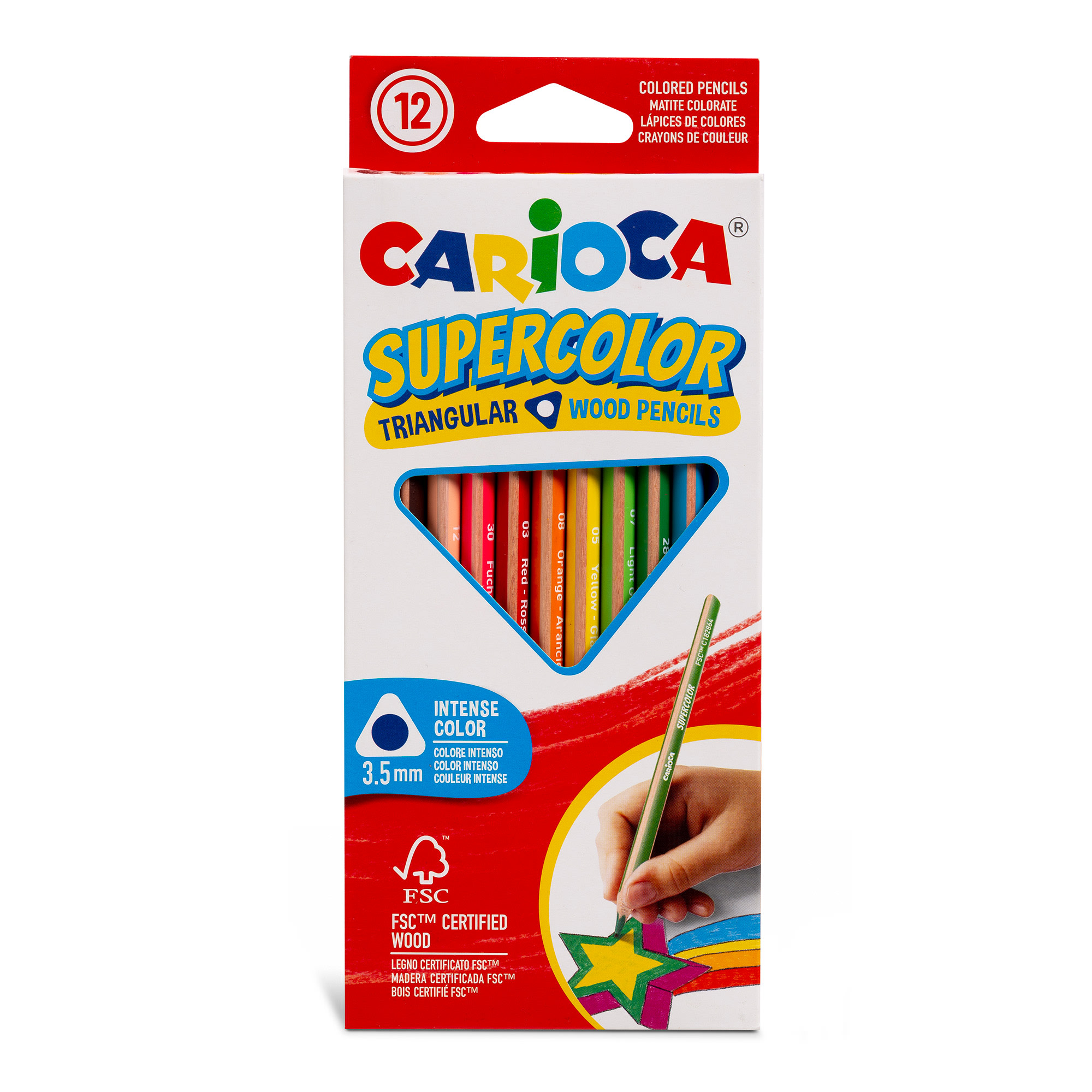 Carioca Supercolor 12 kpl kolmikulmainen puuvärikynä
