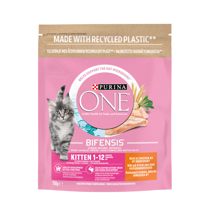 Purina One 750 g Kitten Kanaa ja täysjyväviljaa kissanpennun kuivaruoka