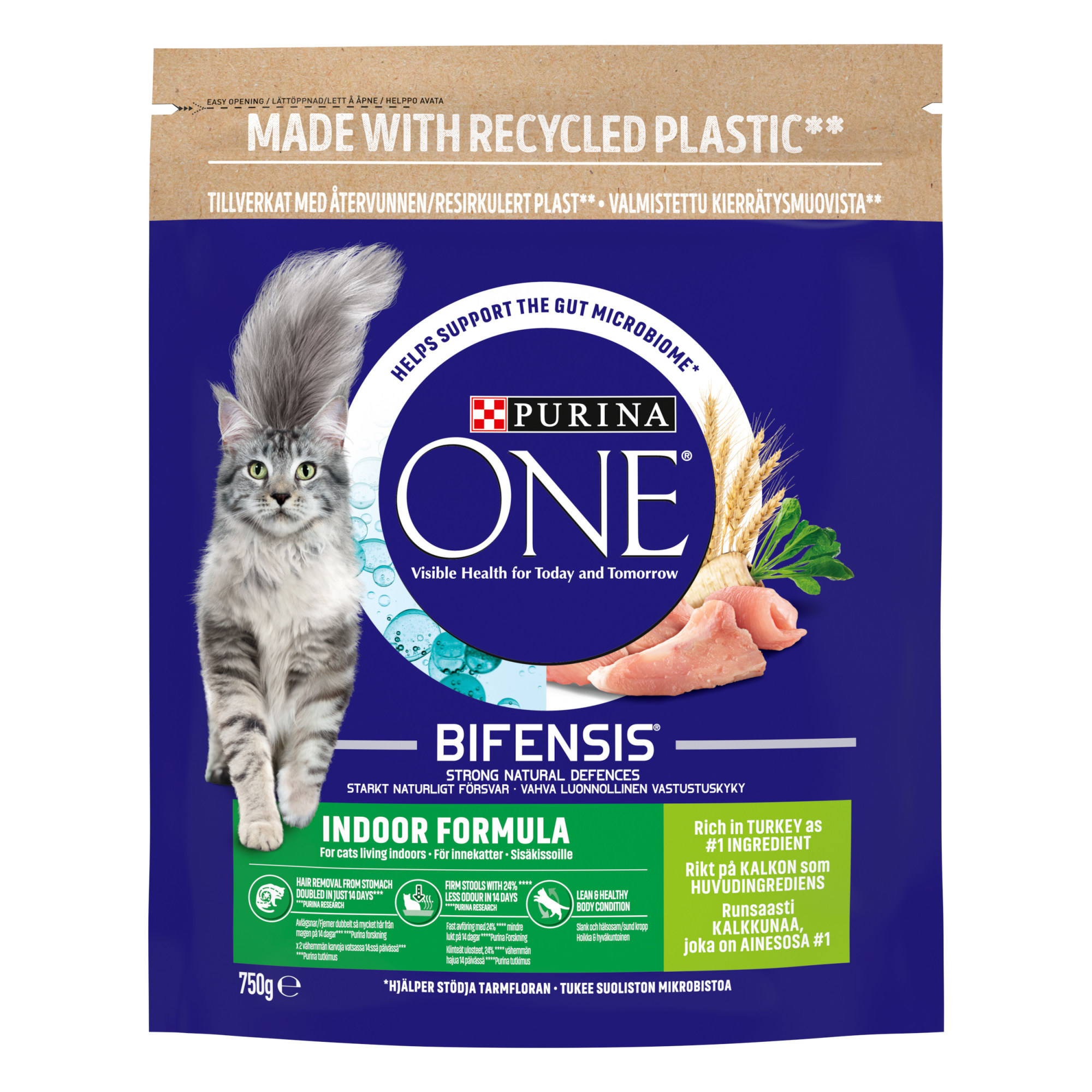 Purina One Indoor Kalkkunaa ja täysjyväviljaa 750 g kissanruoka