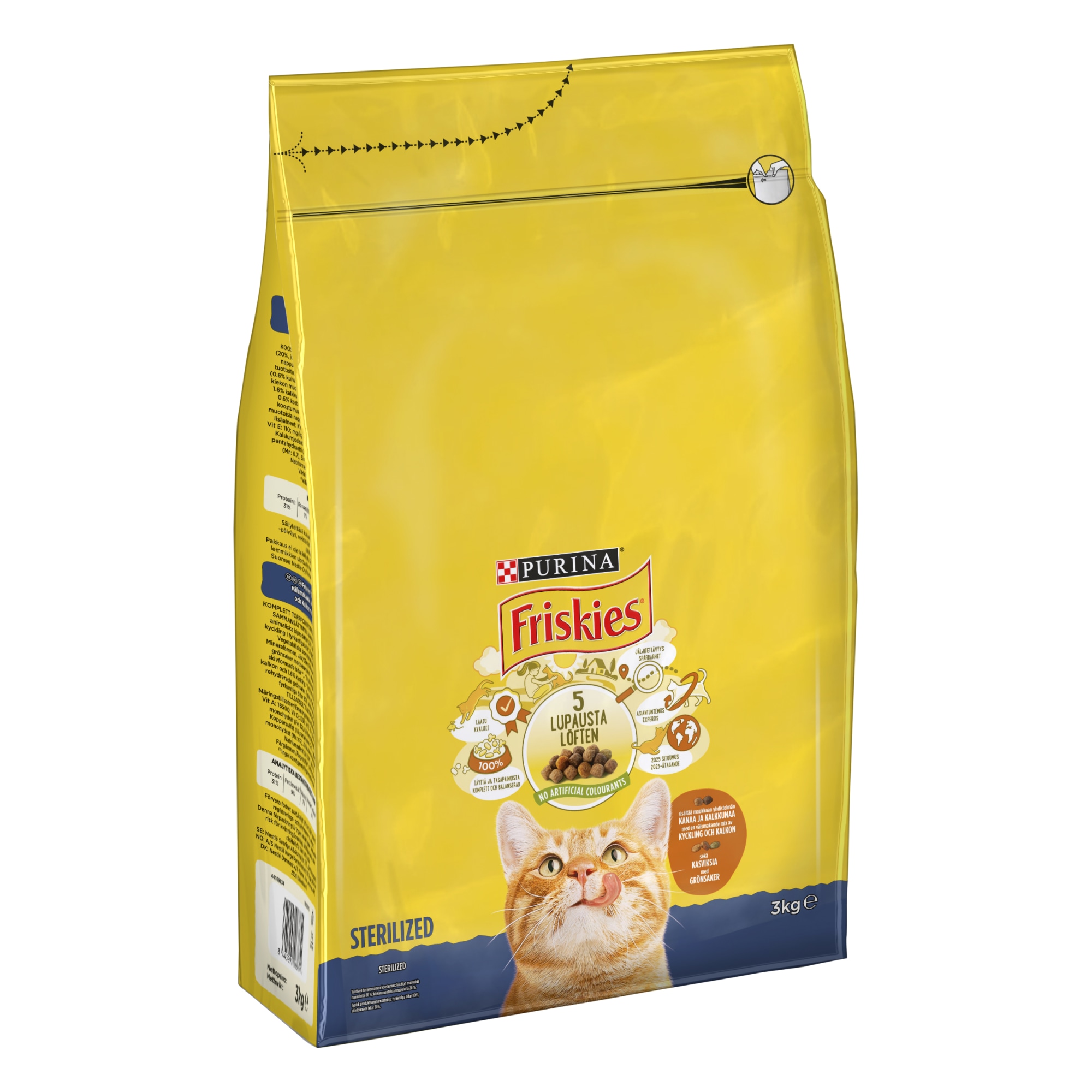 Friskies 3kg Sterilised Cats Kalkkunaa ja kasviksia kissan täysravinto