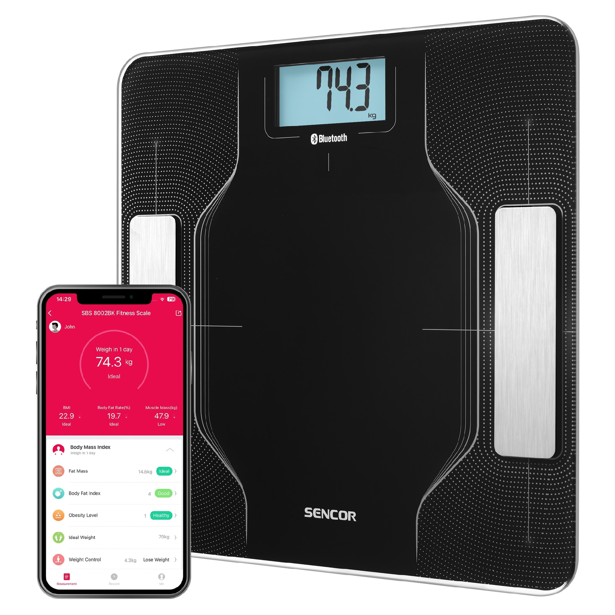 Sencor SBS8002BK bluetooth fitnessvaaka