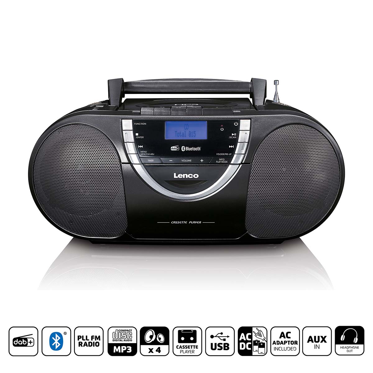 Lenco SCD-6900BK kannettava cd-/kasettisoitin