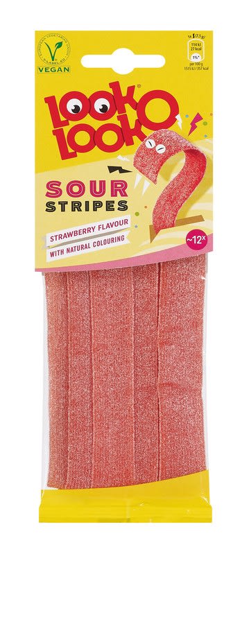 Look-O-Look Sour Strawberry stripes 90 g viinikumimakeinen