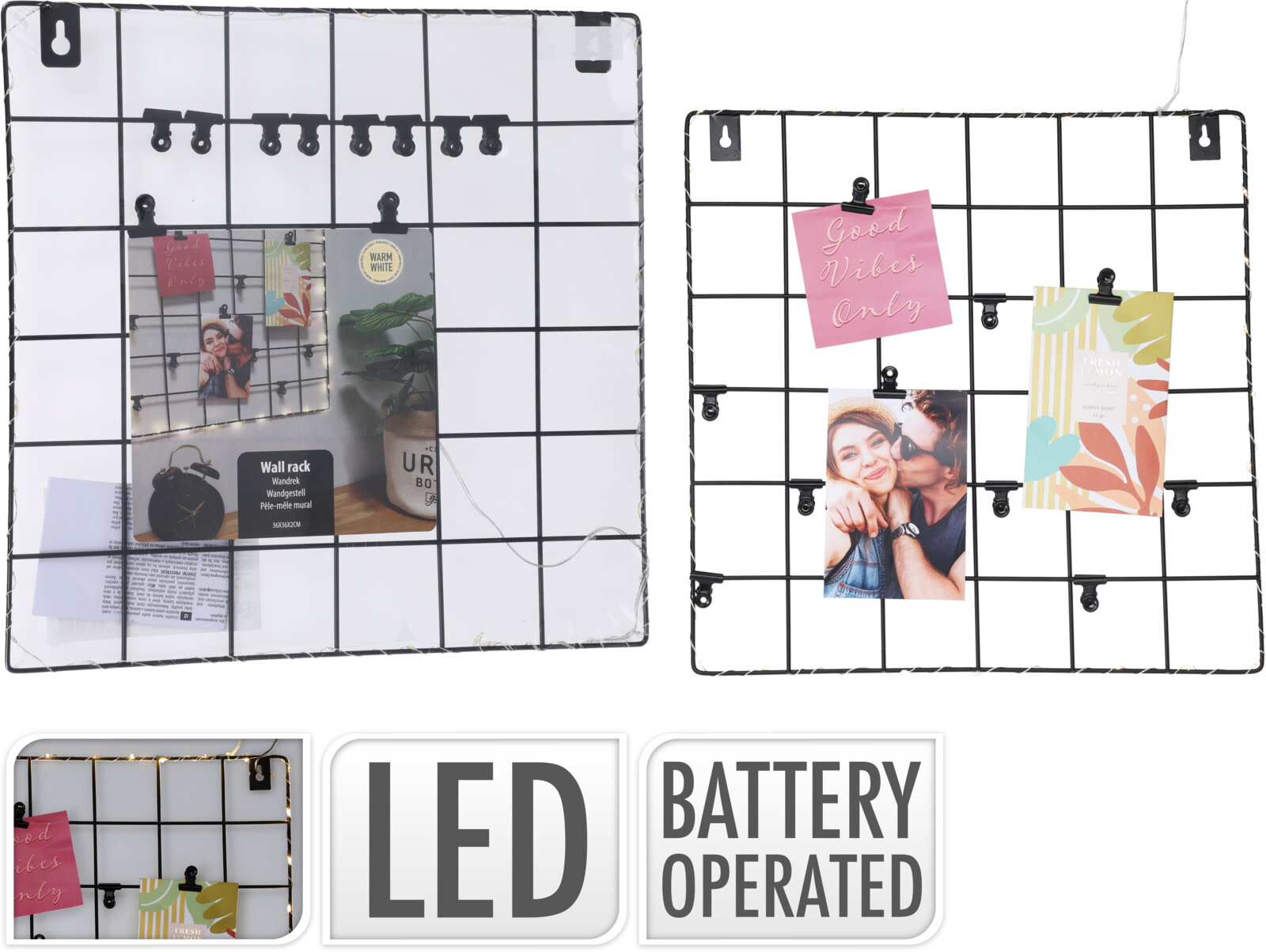 H&S 36x36cm led seinäteline