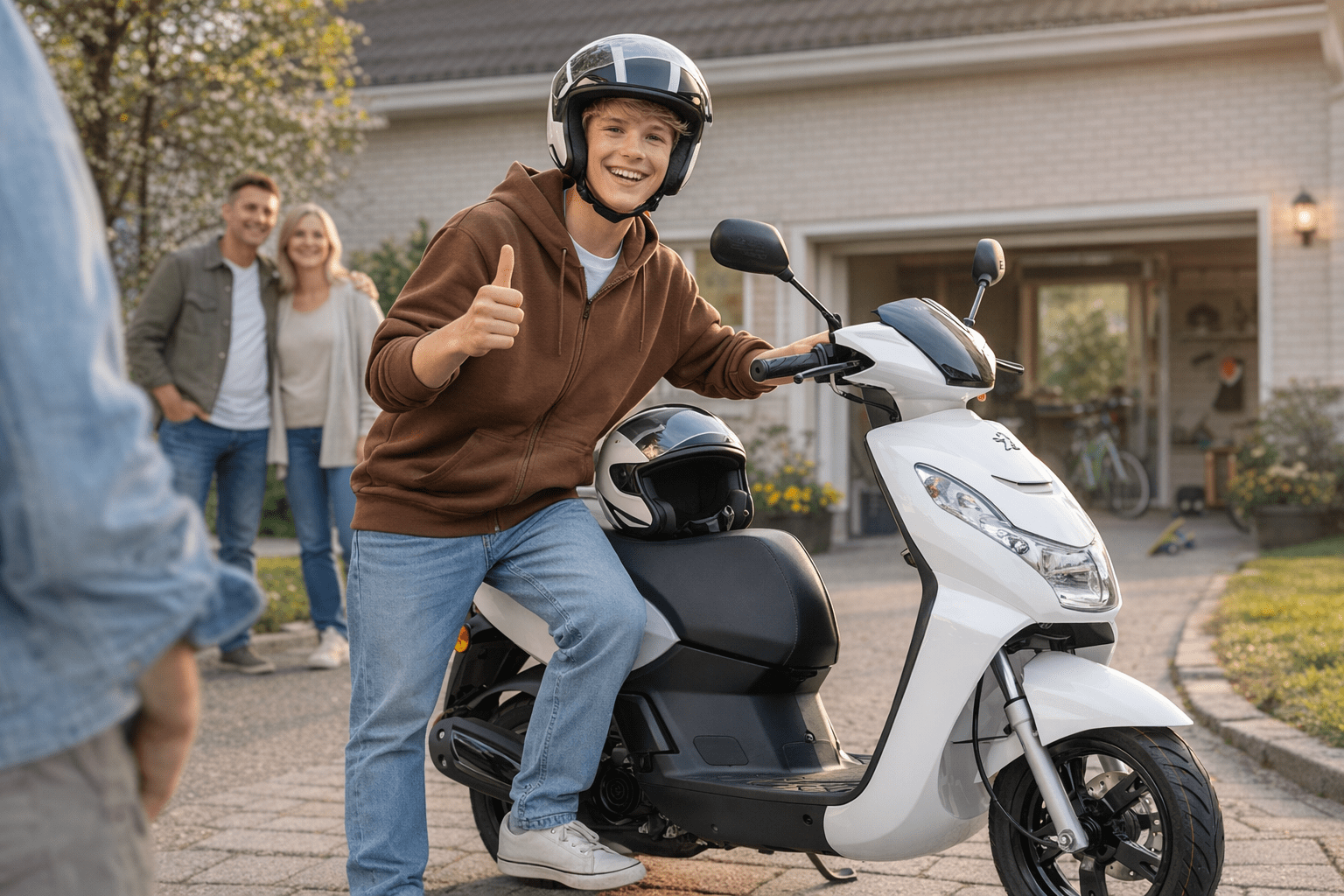 perheen teini on saanut ensimmäisen moponsa