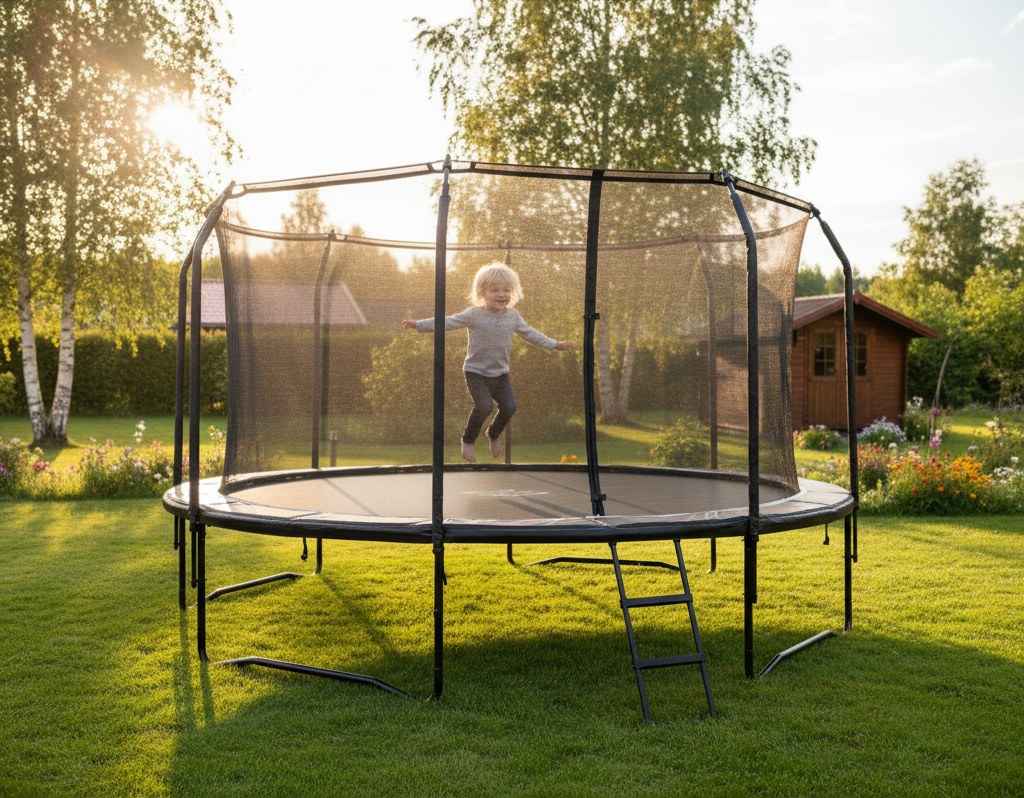 Lapsi pomppii tarmboliinissa